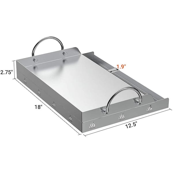 only fire Stainless Steel BBQ Cooking Griddle, Universal Flat Top Griddle  with 2 Handles for Most Gas Grills, 12.5×16
