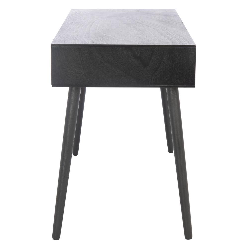 Mid-Century Charm Black Writing Desk with Splayed Legs and Drawer