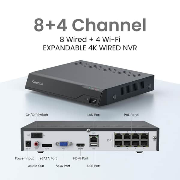 REOLINK 4K+ 8-Channel 12MP PoE 2TB NVR Security Camera System with