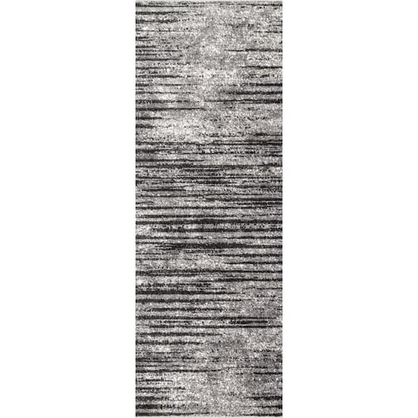 nuLOOM Contemporary Faded Elsa Grey 2 ft. 6 in. x 12 ft. Runner Rug