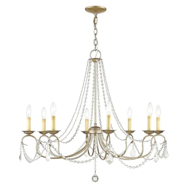 Pennington 8-Light Hand Painted Antique Silver Leaf Chandelier
