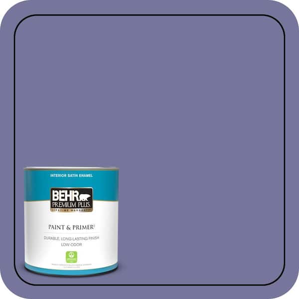 BEHR PREMIUM PLUS 1 qt. #M550-6 Kimono Violet Satin Enamel Low Odor Interior Paint & Primer