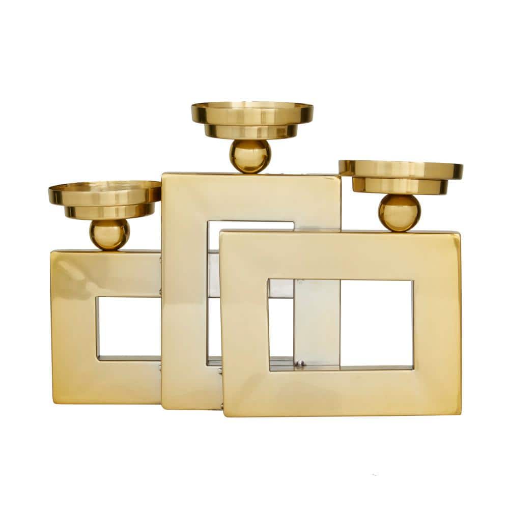 Elegant Gold Stainless Steel 3-Pillar Tabletop Candelabra