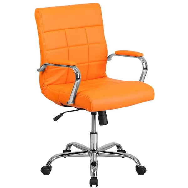 Orange leather best sale office chair