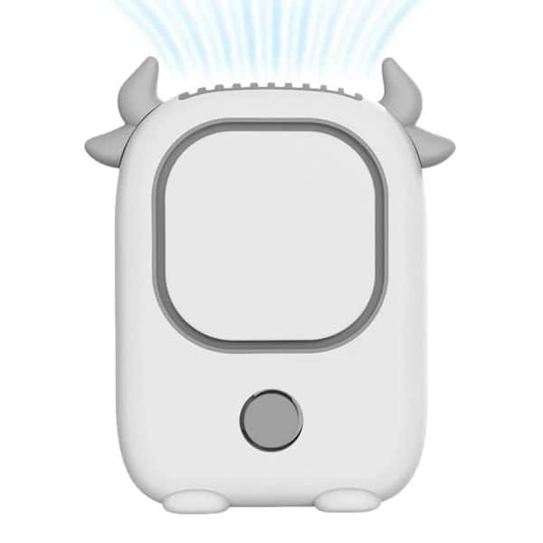 Adrinfly Portable Handheld Hanging Neck 3 in. 3 Fan Speeds Desk Fan White with Lanyard, Built-In Battery, Quiet and Strong Wind