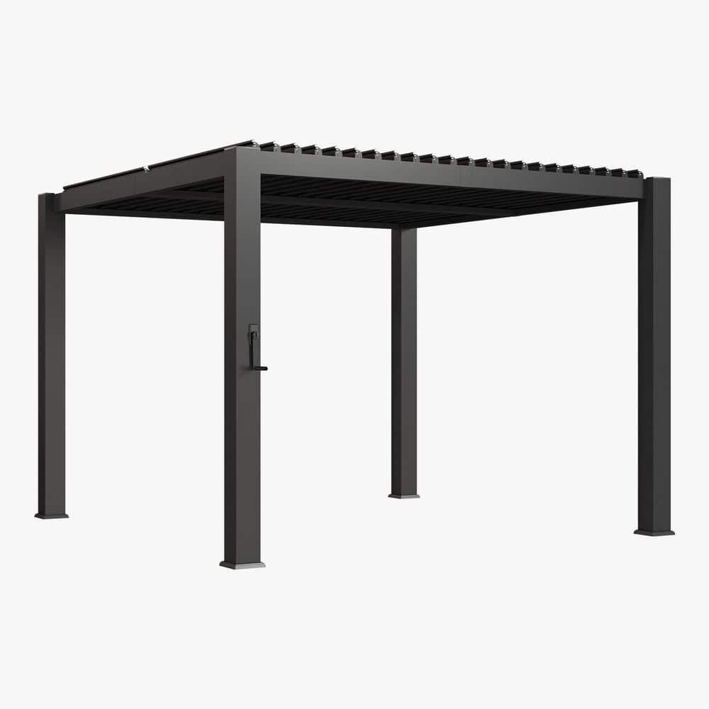 10 ft. x 10 ft. Black Metal Pergola with Adjustable Louvered Roof price history on PriceWatchPro
