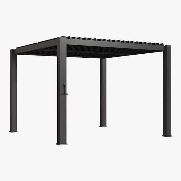 Sizzim 10 ft. x 10 ft. Black Metal Pergola with Adjustable