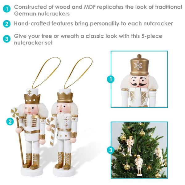 Sunnydaze Decor Sunnydaze Nutcracker Red and White Christmas Hanging  Ornament Set (5-Piece) HB-350 - The Home Depot