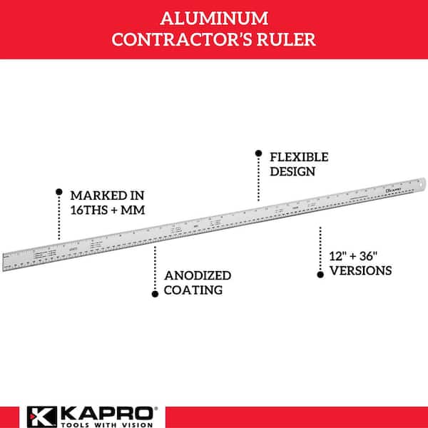 12 in. Aluminum Ruler with Conversion Table