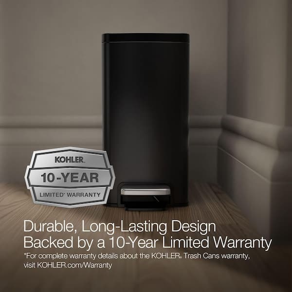 KOHLER 6 l Metal Household Trash Can in Black Stainless 31319-BST