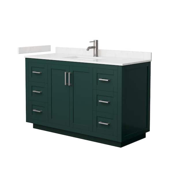 Wyndham Collection Miranda 54 in. W x 22 in. D x 33.75 in. H Single Bath Vanity in Green with Carrara Cultured Marble Top