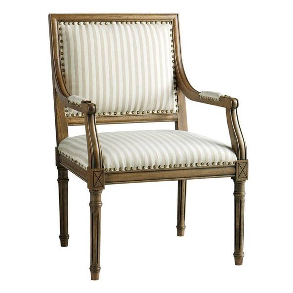 Home Decorators Collection 25 in. W Marais Ivory Stripe Arm Chair