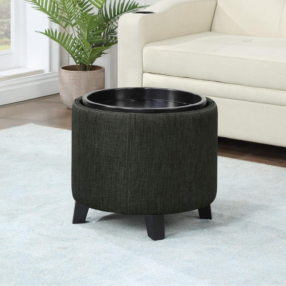 Round ottoman with reversible tray top discount