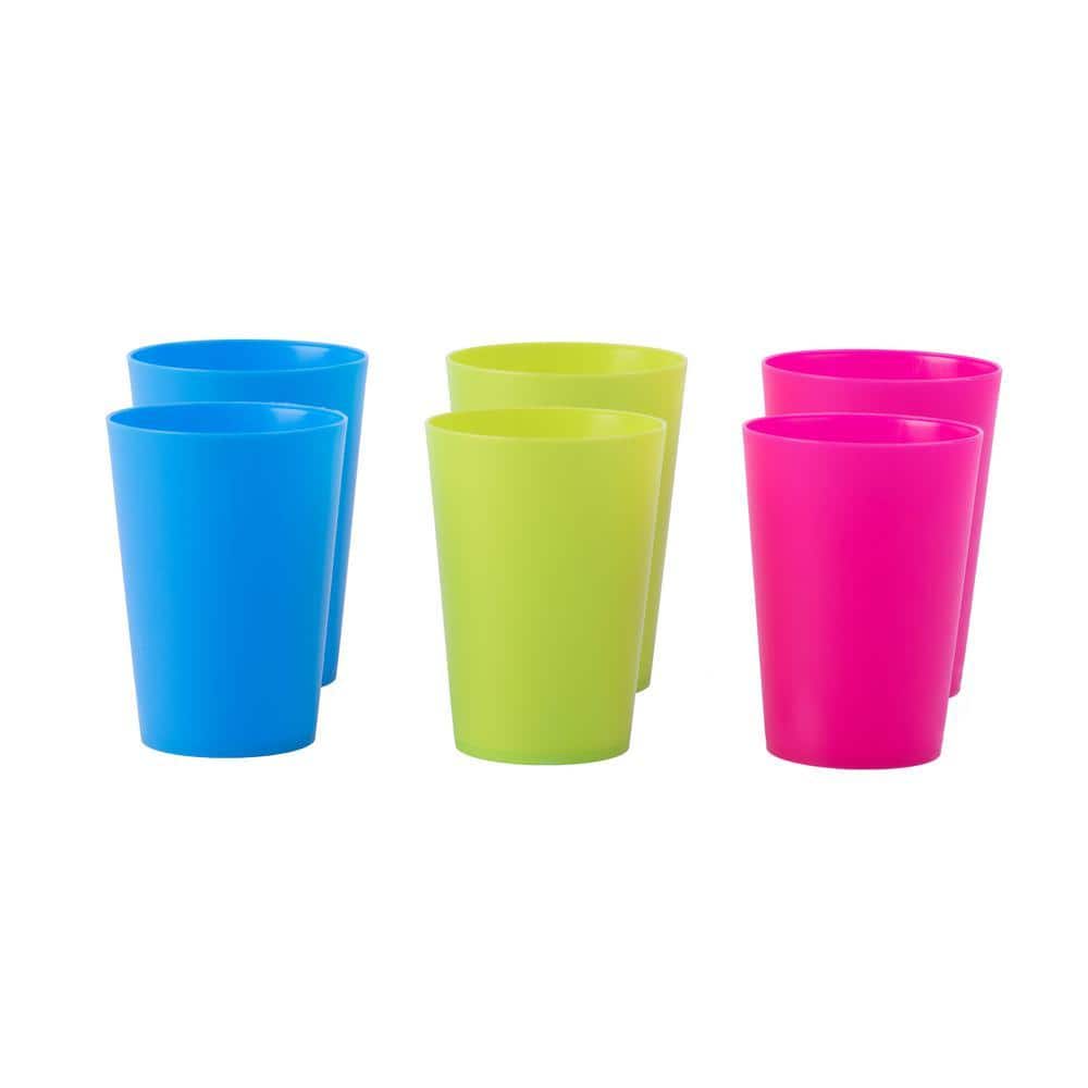 Basicwise 7 oz. Assorted Colors 2-Red, 2-Green, 2-Blue Freezer Safe Plastic Reusable  Cups (Set of 6) QI003475.6 - The Home Depot