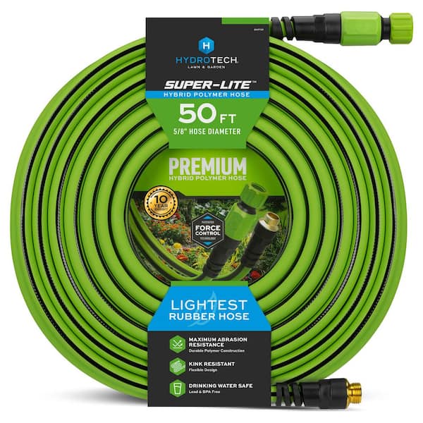 50 ft. x 5/8 in. Hybrid Polymer Rubber Super-Lite Garden Hose - Force Control Technology, Lightweight, Anti-Kink Hose