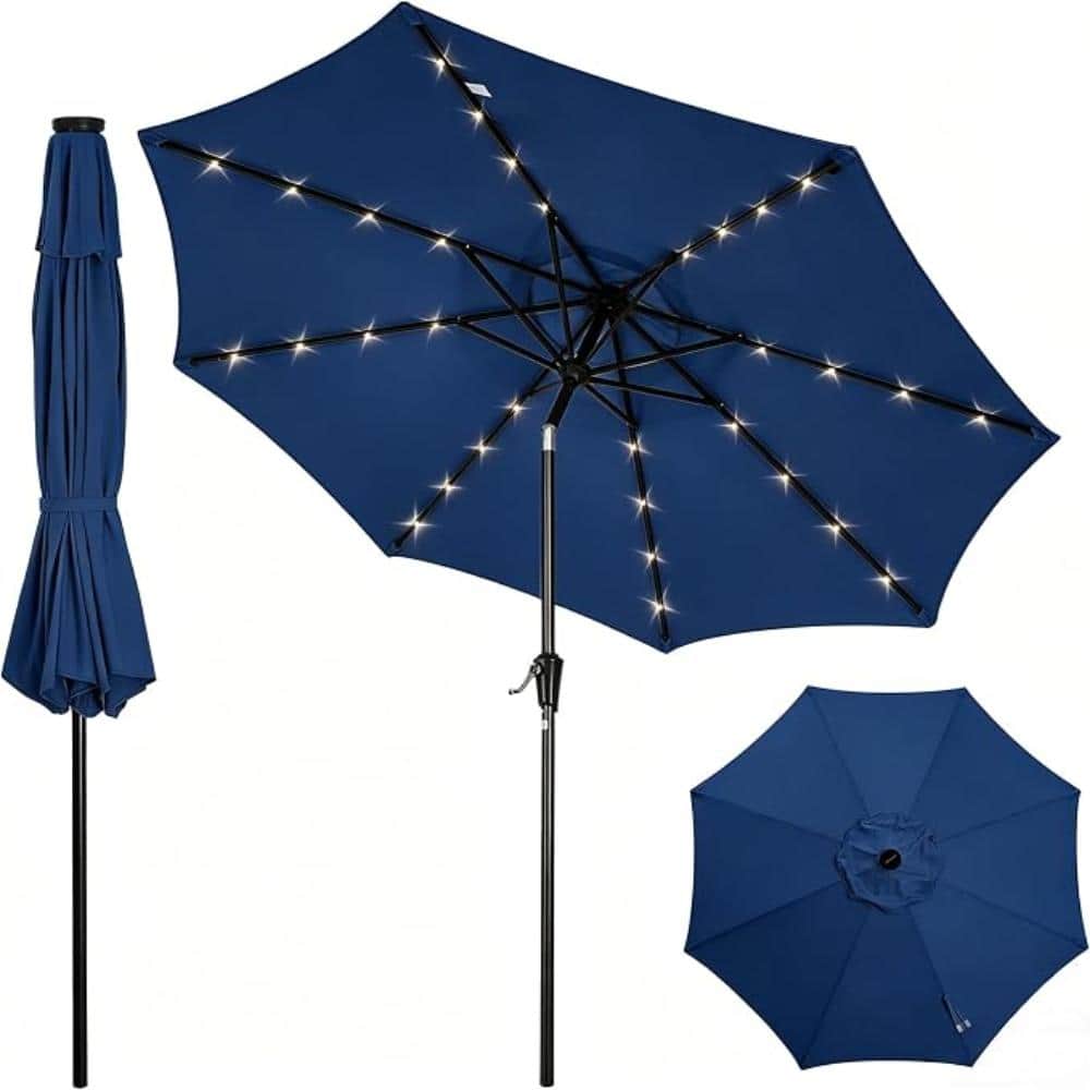 9FT Solar Patio Umbrella with 32 LED Lights, Outdoor Table Market Umbrella, Crank & Tilt, 8 Sturdy Ribs Sun Shade price history on PriceWatchPro