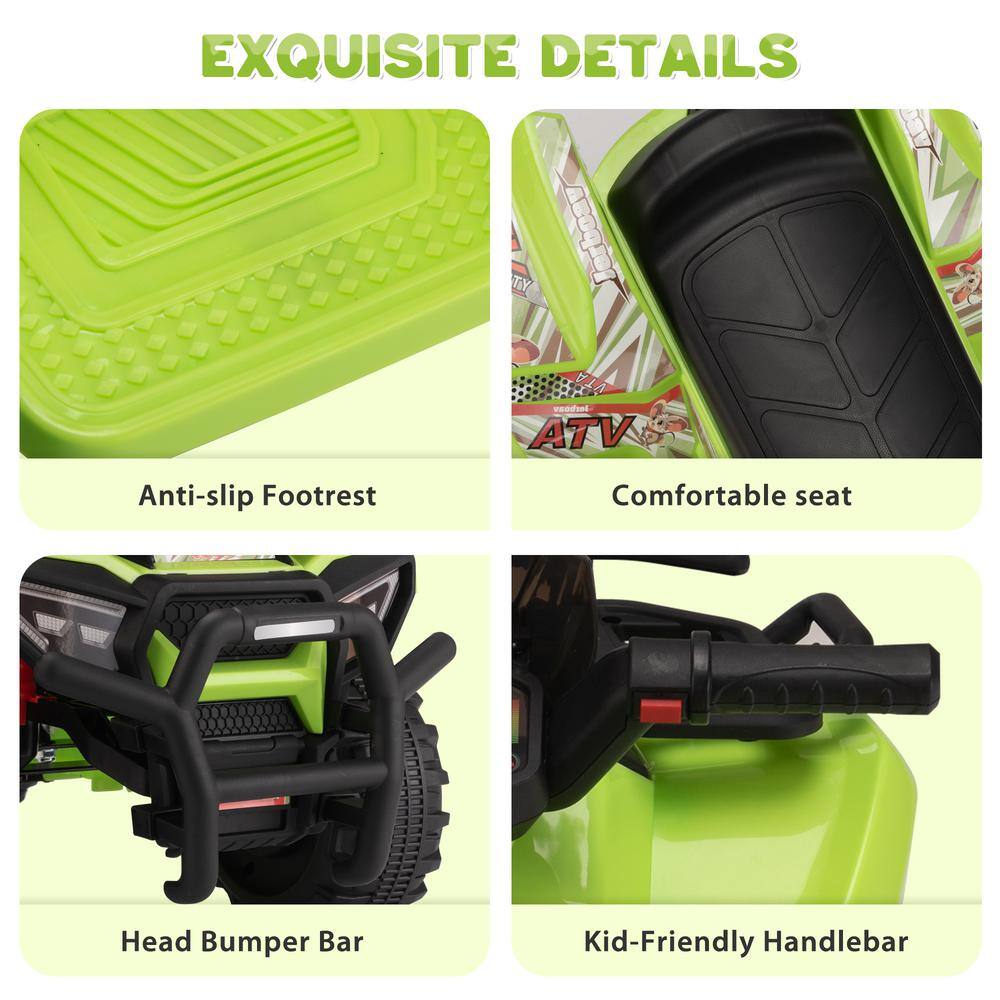 Green 6-Volt Kids Ride-On ATV Quad with Music and Horn