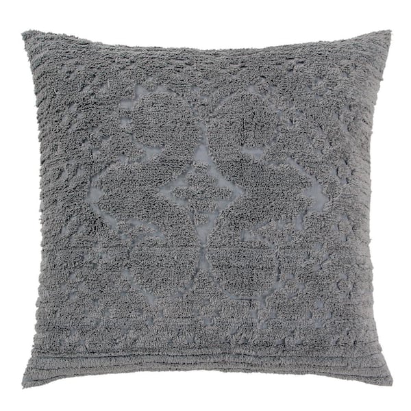 Better Trends Ashton Collection in Medallion Design Gray Euro 100% Cotton Tufted Chenille Sham
