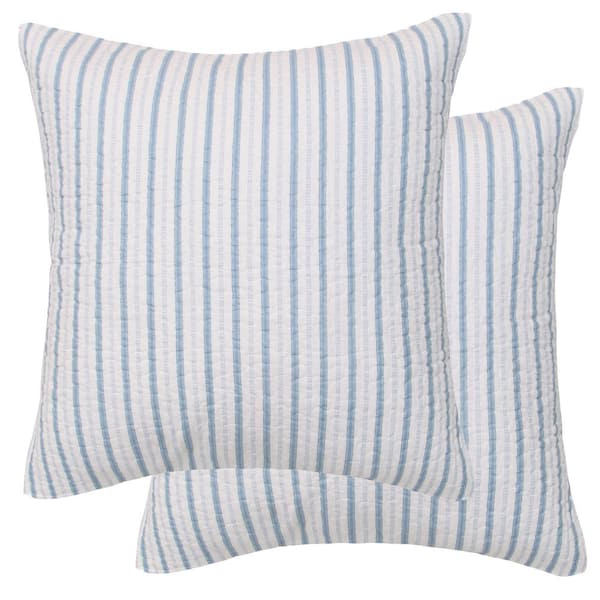 LEVTEX HOME Galapagos Blue Stripe Quilted Cotton Euro Sham - (Set of 2)