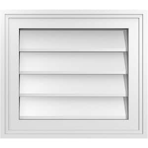 16 in. x 14 in. Vertical Surface Mount PVC Gable Vent: Decorative with Brickmould Frame