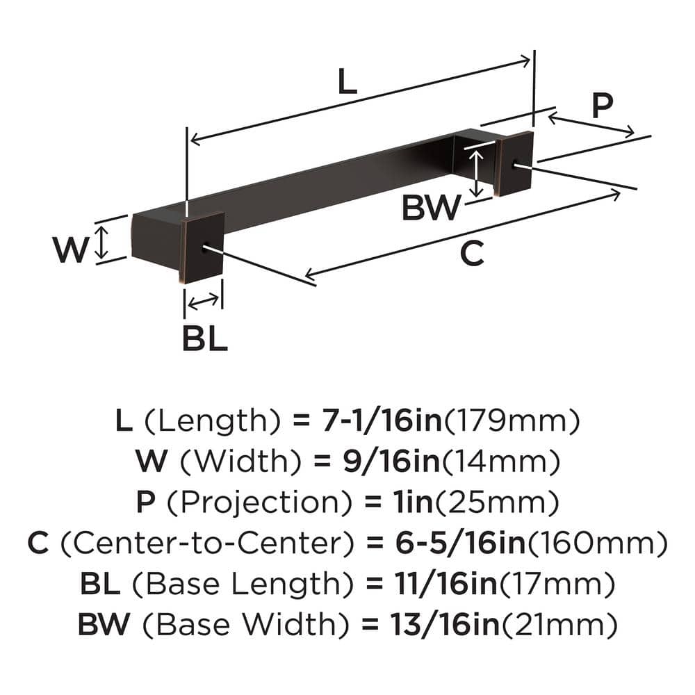 Oil Rubbed Bronze 7-Inch Modern Cabinet Pull with Mounting Hardware