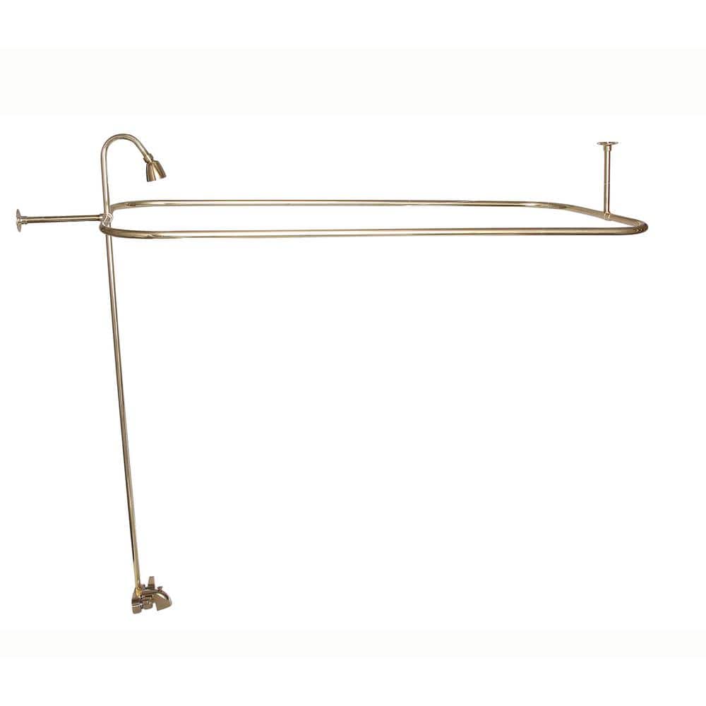 2-Handle Claw Foot Tub Faucet with Riser 48 in. Rectangular Shower Ring and Showerhead in Polished Brass price history on PriceWatchPro