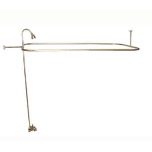 2-Handle Claw Foot Tub Faucet with Riser 54 in. Rectangular Shower Ring and Showerhead in Polished Brass