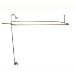 2-Handle Claw Foot Tub Faucet with Riser 48 in. Rectangular Shower Ring and Showerhead in Polished Brass