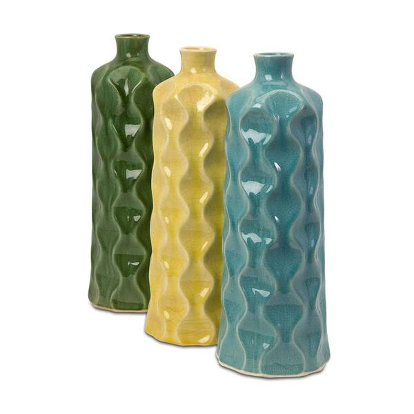 Filament Design Lenor 16.5 in. Ceramic Decorative Vase in Multi-Colored (Set of 3)
