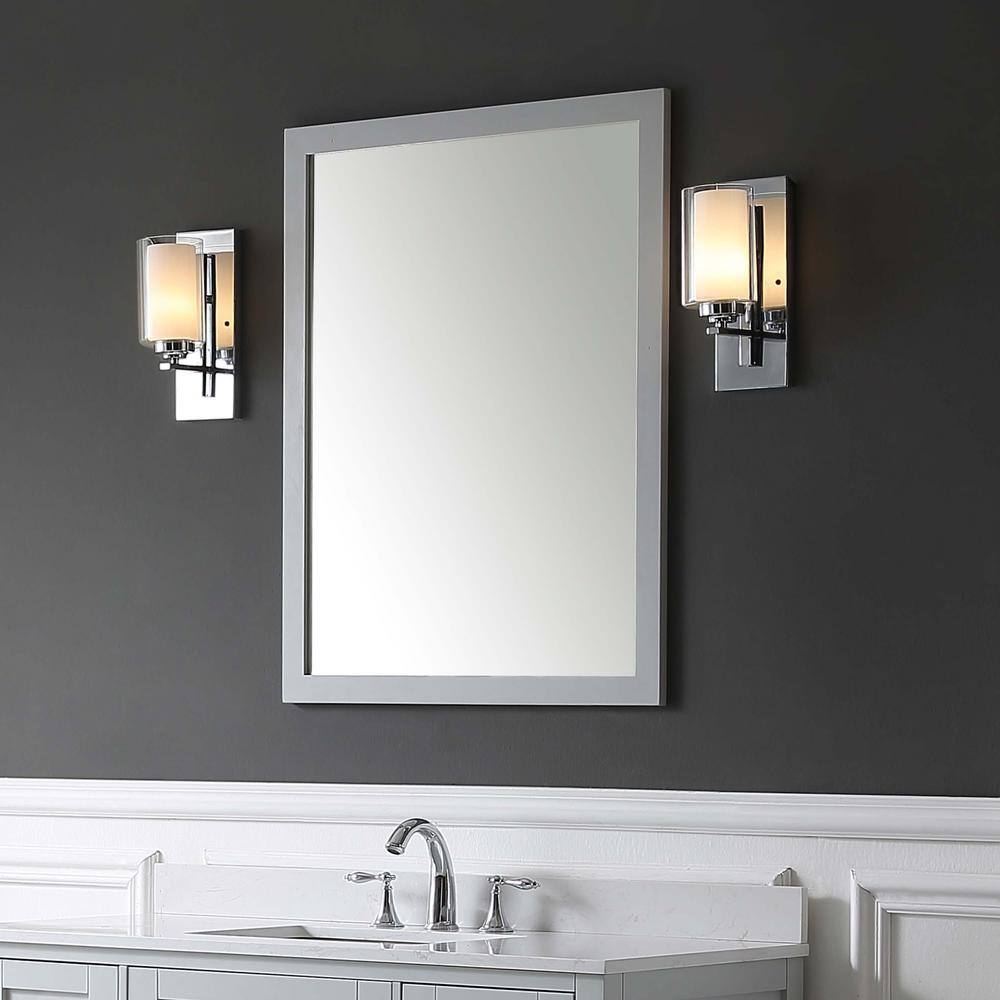 Dove Grey 28" x 36" Rectangular Solid Wood Wall Mirror