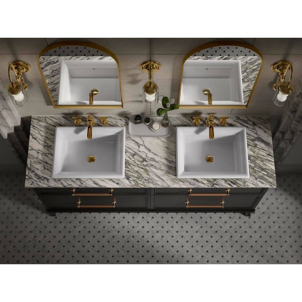 Moderne Brushed Gold 36" x 24" Arch Bathroom Mirror