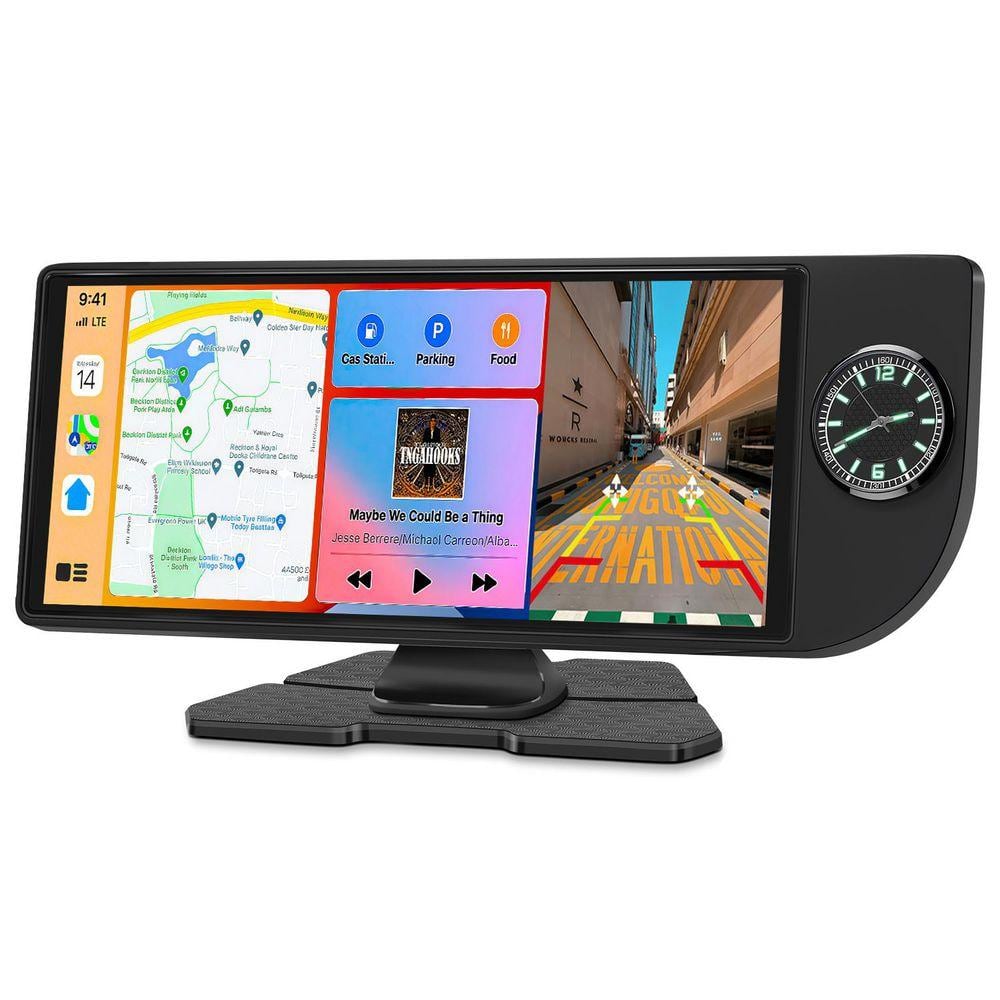 10.26 in HD Touch Screen Car Stereo, with CarPlay, Android Auto, FM radio, Black Built-in Clock