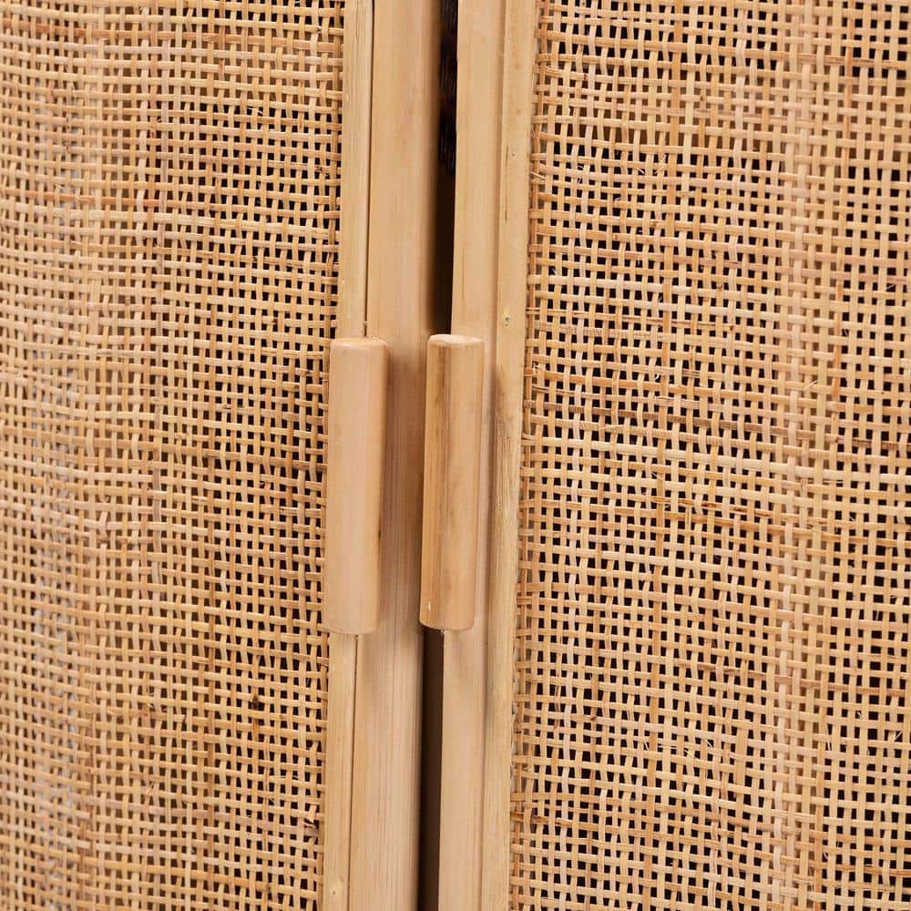 Yanka Natural Rattan Bohemian Storage Cabinet with Shelves