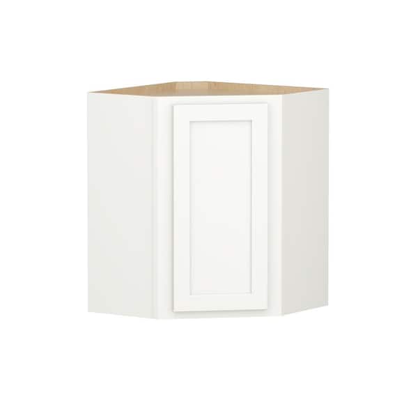 SIMPLY WOODMARK PRO Shaker Partial Overlay 24 in. W. x 12 in. D x 30 in. H Plywood Assembled Corner Wall Kitchen Cabinet in Linen White
