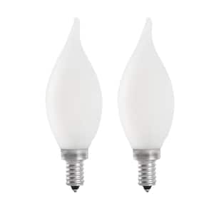 60W Equivalent BA10 E12 Candelabra Dimmable Filament CEC Frosted Glass Chandelier LED Light Bulb Daylight 5000K(2-Pack)
