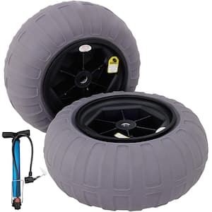 2-Pieces Beach Balloon Wheels 15.7 in. TPU Cart Sand Tires with Free Air Pump for Kayak Dolly Canoe Cart and Buggy