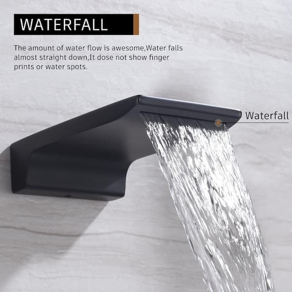 Bathtub Shower Faucet 7.1 Inch Tub Spout Wall Mount Waterfall Faucet (Matte Black 7.1 Inch - View #11