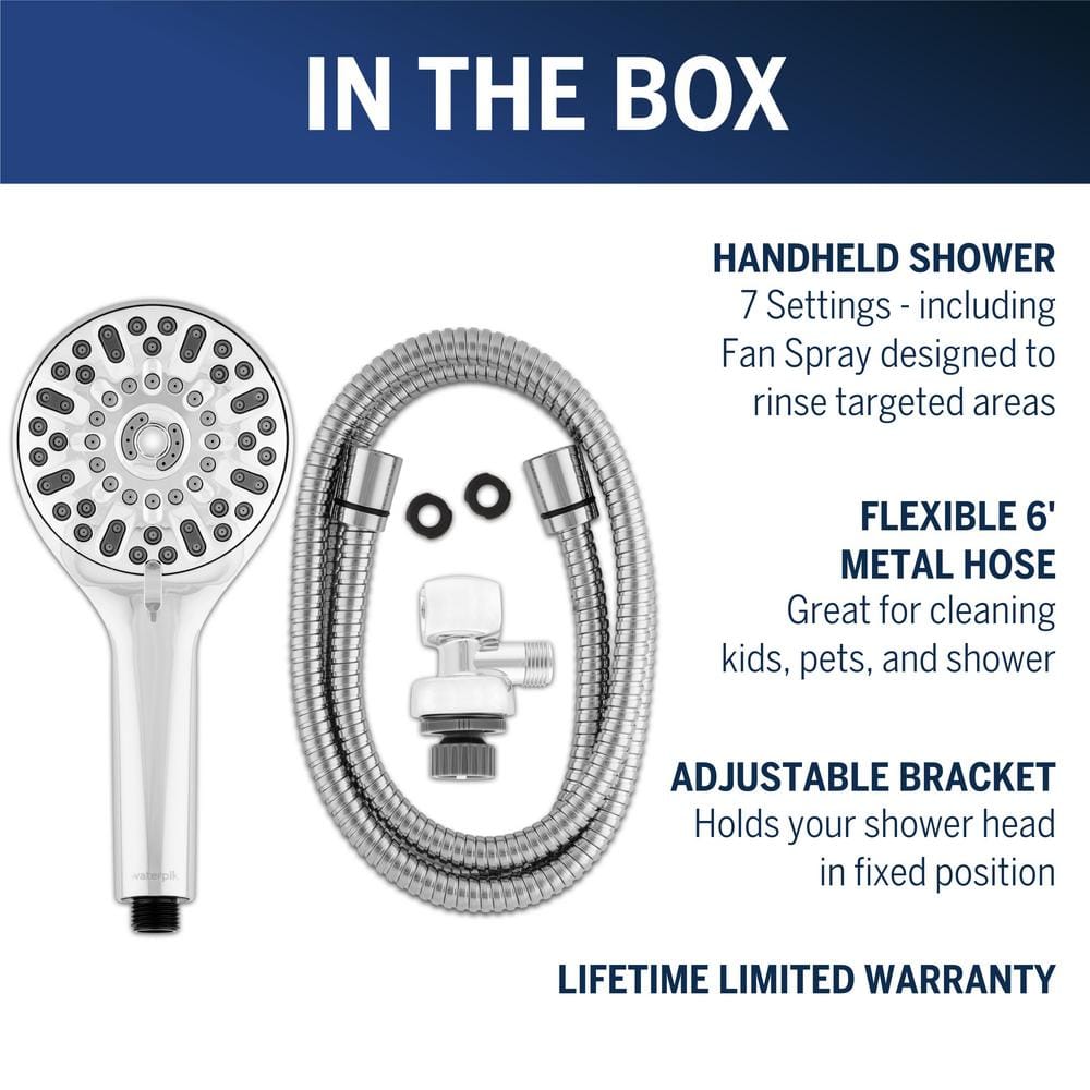 Chrome 7-Spray Wall Mount Handheld Shower Head