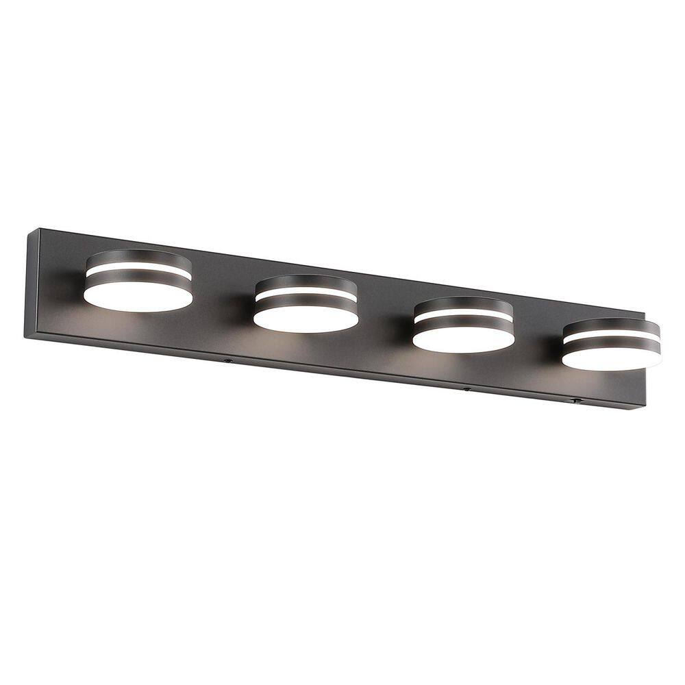 29.9 in. 4-Light Matte Black Modern Dimmable LED Bathroom Vanity Light with Rotatable Heads, 5500K Bright White price history on PriceWatchPro
