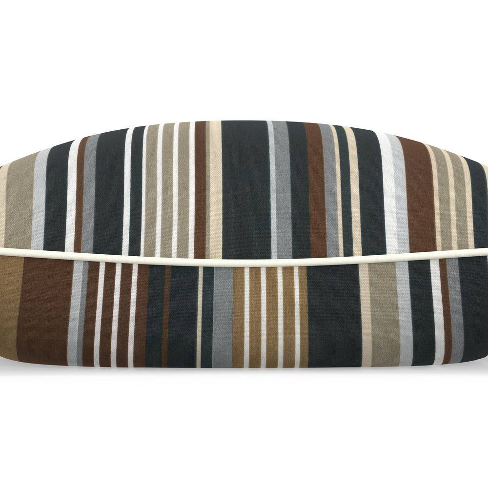Black Multi Stripe Rectangular Outdoor Lumbar Throw Pillow Set