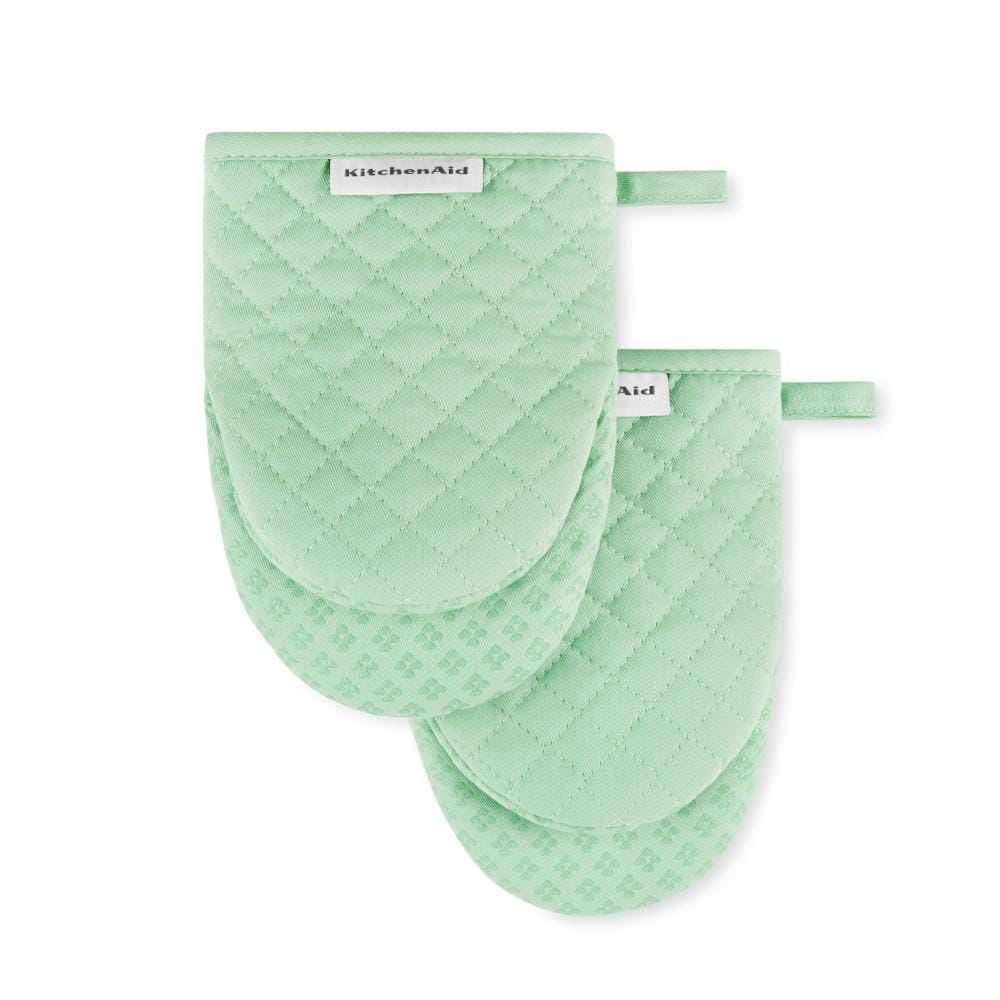 Pistachio Green Silicone Grip Mini Oven Mitt Set, 5.5"x8", 2-Piece