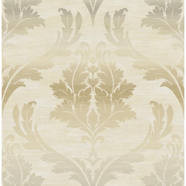 Seabrook Designs Catamount Damask Metallic Champagne, Cream, & Beige Paper Strippable Roll (Covers 56.05 sq. ft.)