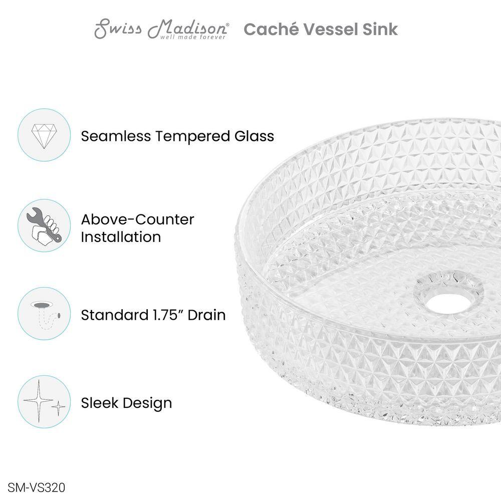 Cache 15.35" Clear Glass Round Above-Counter Vessel Sink