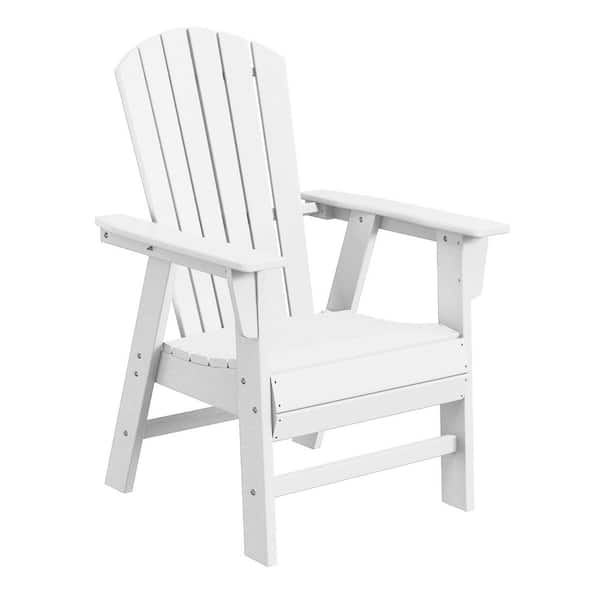 WESTIN OUTDOOR Altura Outdoor Patio Fade Resistant HDPE Plastic Adirondack Style Dining Chair with Arms in White