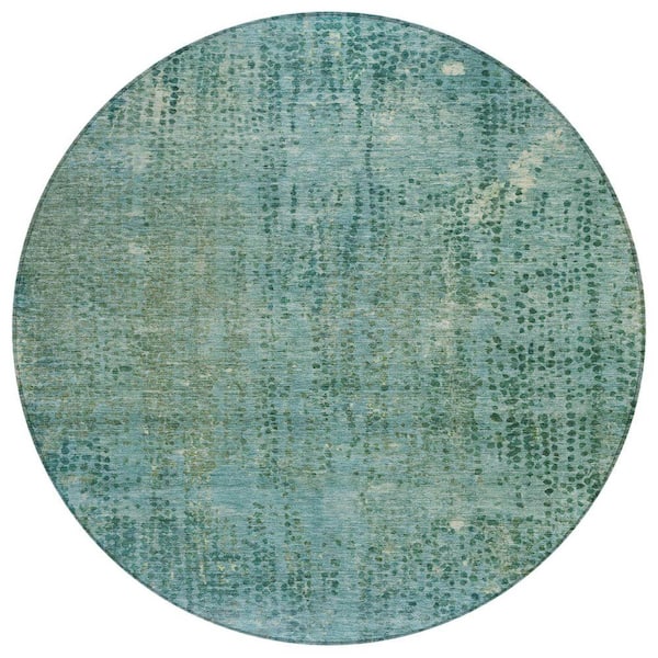Chantille Machine Washable Indoor/Outdoor Abstract ACN2088 Teal 8 ft. x 8 ft. Area Rug