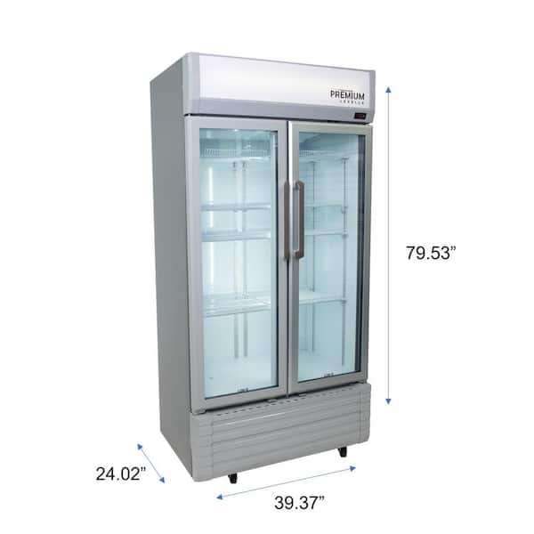 Premium Levella 12.5 Cu. ft. Commercial Upright Display Refrigerator Glass Door Beverage Cooler with Built-in Ice Maker in Black | PRFIM1257DX