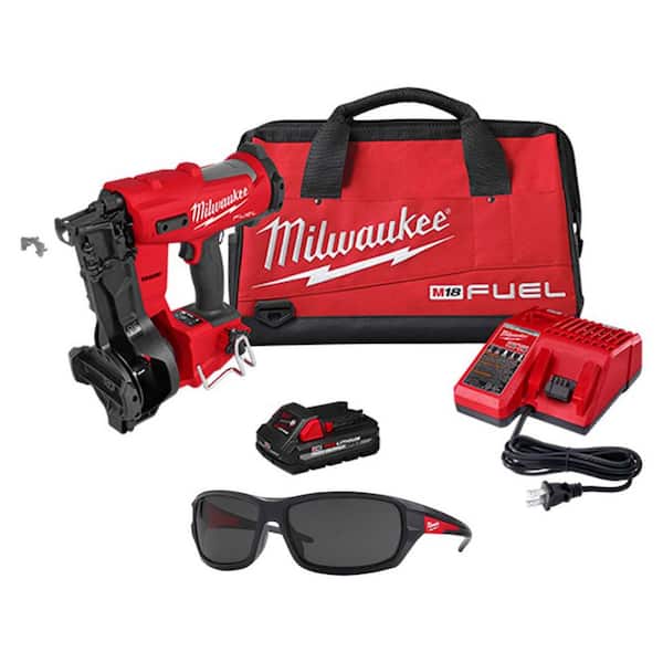M18 FUEL 18-Volt Lith-Ion Brushless Cordless Coil Roofing Nailer Kit w/ (1) 3.0 Ah Battery & Safety Glasses