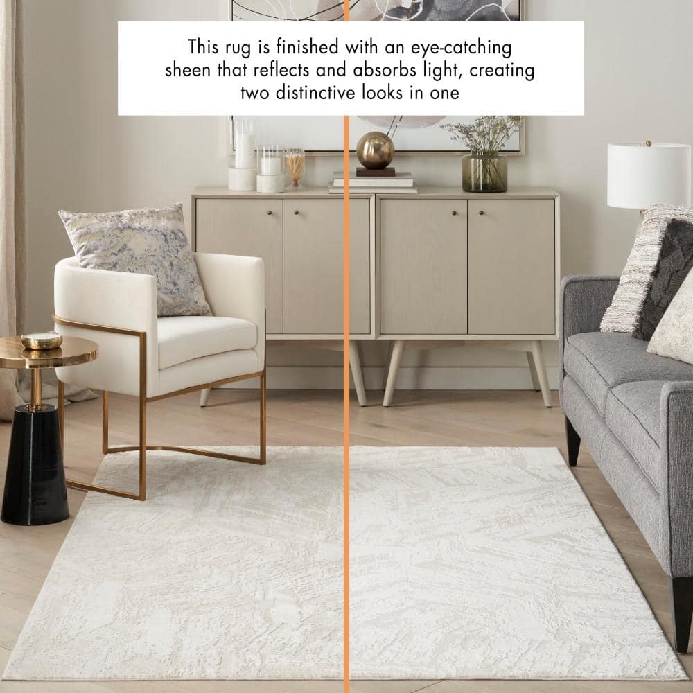 Elysian Ivory Abstract Wool-Blend 5'3" x 7'3" Area Rug