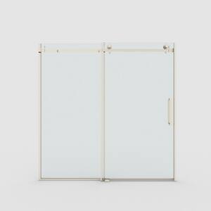 60 in. W. x 60 in. H Sliding Semi Frameless Tub Door in Brushed Nickel Finish with Clear Glass