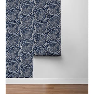 Ropes and Spheres Indigo Vinyl Peel and Stick Wallpaper Roll (Covers 30.75 sq. ft.)